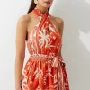 Tall Printed Viscose Cross Body Woven Mini Dress