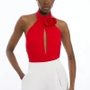 Tall Rosette Ponte Jersey Keyhole Bodysuit