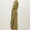 Tall Ruched Tie Waist Jersey Crepe Shirt Midi Dress