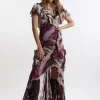Tall Ruffle Detail Metallic Thread Maxi Dress