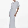 Tall Satin Crepe Woven Angel Sleeve Maxi