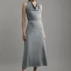 Tall Satin Halter Neck Woven Midi Dress