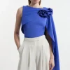 Tall Scuba Drama Ruffle Rosette Top