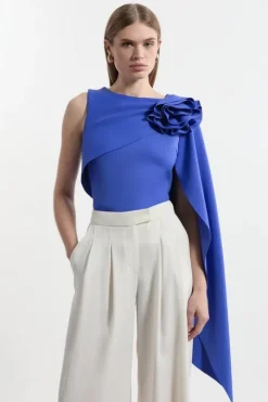 Tall Scuba Drama Ruffle Rosette Top