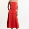 Tall Scuba Scallop Hem Woven Midi Skirt