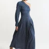 Tall Striped Twill Pleated Woven Maxi Skirt