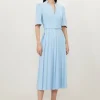 Tall Structured Crepe Forever Pleated Midi Dress