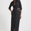 Tall Tailored Compact Stretch Tab Detail Midi Skirt