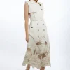 Tall Tailored Cotton Cutwork Embroidered Belted Trench Style Midaxi Dress