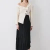 Tall Tailored Crepe Asymmetric Pleated Midi Dress