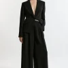 Tall Tailored Crepe Pleat Detail Wide Leg Pants