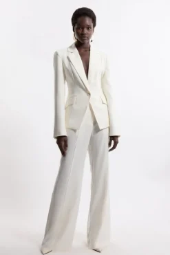 Tall Tailored Crepe Seam Detail Straight Leg Pants