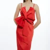 Tall Tailored Satin Bow Detail Midi Dress