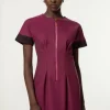 Tall Tailored Twill Lace Mix Zip Front Mini Dress