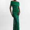 Tall Viscose Blend Slinky Sheer Knit Off The Shoulder Maxi Dress