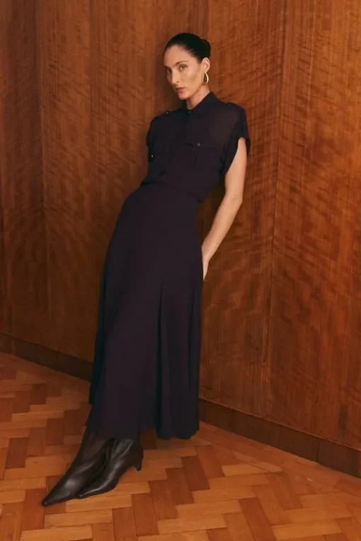 Tall Viscose Georgette Godet Detail Woven Maxi Skirt