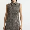 Tall Wool Mix Boucle Tailored Collared Sleeveless Mini Dress