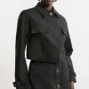 Techno Cotton Gold Clasp Detail Cropped Woven Jacket