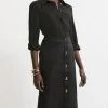 Techno Cotton Woven Hardwear Detail Midi Skirt