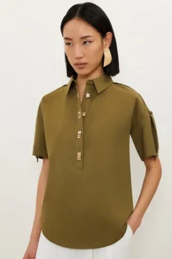Techno Cotton Woven Short Sleeve Hardwear Detail Shirt