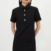 Techno Cotton Woven Short Shirt Dress With Gold Clasp