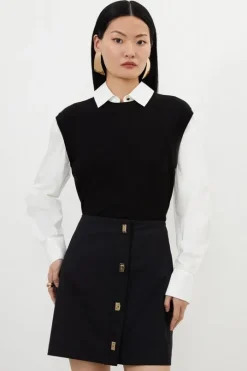 Techno Cotton Woven Skirt With Gold Clasp