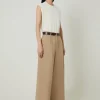 Tencel Cotton Pleated Wide Leg Dress Pants