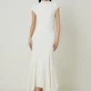 Textured Jersey Dramatic Hem Maxi Dress