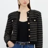 Textured Military Trim Knit Jacket