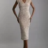 Textured Sequin Sleeveless Midi Dress