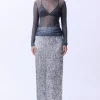 Textured Sequin Woven Maxi Skirt