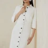The Founder Compact Stretch Belted Midi Dress