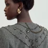 The Founder Herringbone Tailored Embellished Blazer