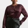 The Founder Plus Size Satin Pintuck Woven Blouse