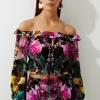 Tropical Floral Viscose Georgette Beach Top