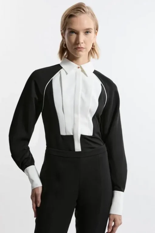 Twill Contrast Collar Woven Shirt