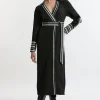 Twill Stripe Detail Collared Midaxi Dress