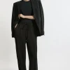 Twill Tie Waist Woven Straight Leg Pants
