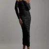 Velvet Devore Jersey Off The Shoulder Midi Dress