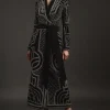 Velvet Embellished Woven Maxi Blazer Dress