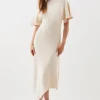 Viscose Blend Angel Sleeve Rib Knitted Midaxi Dress