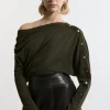 Viscose Blend Asymmetric Knit Sweater