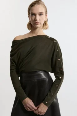 Viscose Blend Asymmetric Knit Sweater