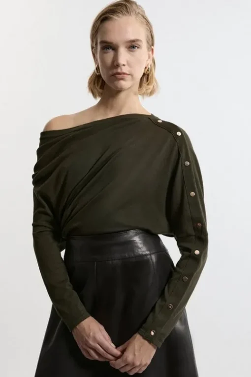 Viscose Blend Asymmetric Knit Sweater