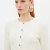 Viscose Blend Dry Handle Rib Button Through Knit Cardigan