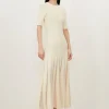 Viscose Blend Filament Full Skirt Knit Midi Dress