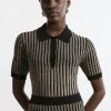 Viscose Blend Jacquard Knit Polo Top