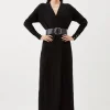 Viscose Blend Knit Belted Maxi Cardigan
