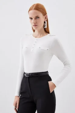 Viscose Blend Knitted Button Detail Sweater