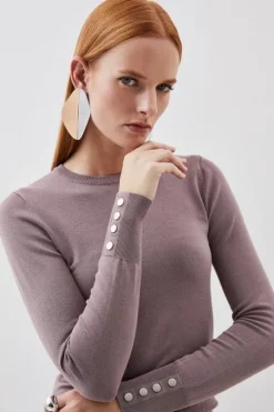 Viscose Blend Knitted Crew Neck Sweater